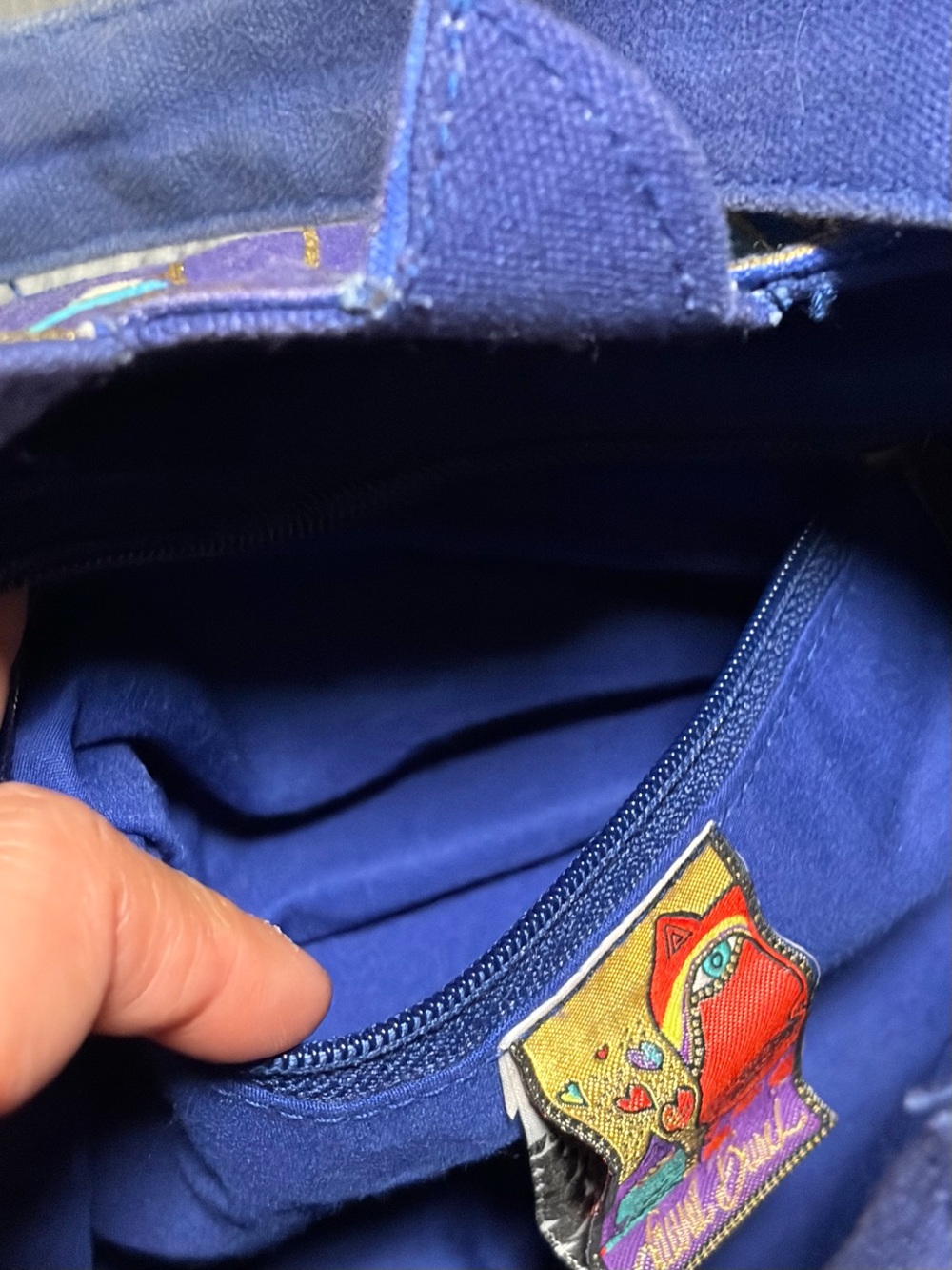 Vintage 90s Laurel Burch Canvas Shoulder Bag - Picture 9 of 10
